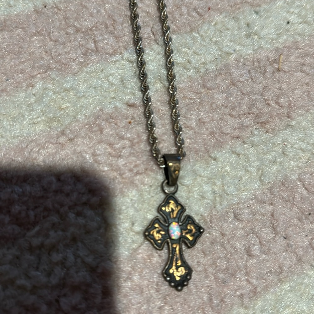 Hyo Silver Chain and Cross Pendant